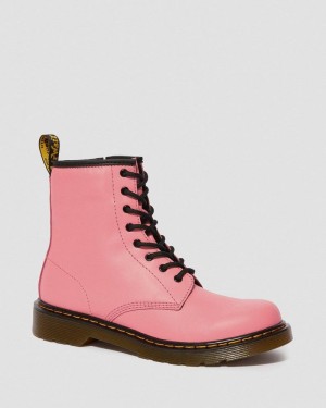 Acid Pink Dr Martens Youth 1460 Leather Lace Up Boots (Romario) Boots | XN13-Y4AK