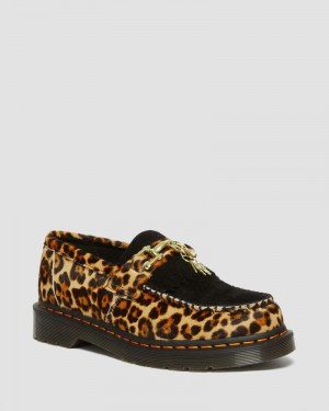 Archive Leopard / Black Dr Martens Adrian Hair-On Leopard Print Snaffle Loafers (Hair On+Desert Oasis Suede) Shoes | ZU98-Q3JN