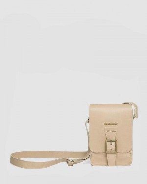 Beige Dr Martens Carrara Leather Vertical Crossbody Bag (Carrara) Bags & Backpacks | SH79-U5GL