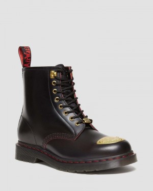 Black/Red/Black Dr Martens 1460 Year of the Dragon Leather Lace Up Boots (Smooth Slice+Hair On) Boots | PC52-P4SI