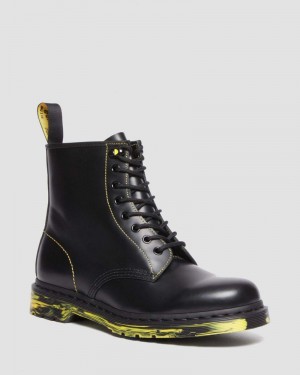 Black Dr Martens 1460 Marbled Sole Smooth Leather Lace Up Boots (Smooth Leather) Boots | WB75-S2AN