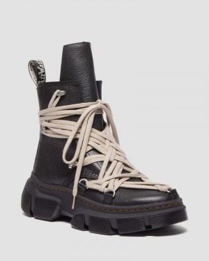 Black Dr Martens 1460 Rick Owens DMXL Megalace Leather Lace Up Boots (Lunar) Boots | ZQ18-C1QS