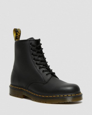 Black Dr Martens 1460 Slip Resistant Leather Lace Up Boots (Industrial Full Grain) Boots | PG66-W7JK