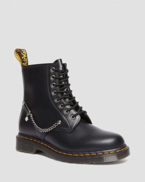 Black Dr Martens 1460 Swarovski Leather Lace Up Boots (Smooth Leather) Shoes | PD00-T3WQ