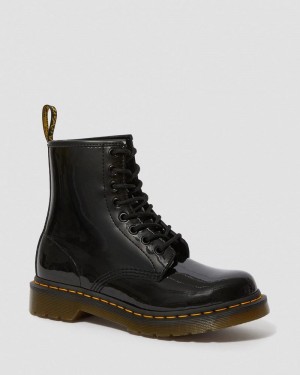 Black Dr Martens 1460 - Patent Leather Lace Up Boots (Patent Leather) Boots | PL78-K1JO