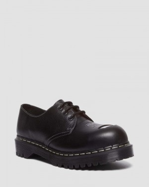 Black Dr Martens 1461 Bex Exposed Steel Toe Oxford Shoes (Overdrive) Shoes | LS70-U2LG