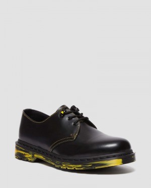 Black Dr Martens 1461 Marbled Sole Leather Oxford Shoes (Smooth Leather) Shoes | DW05-C9JW