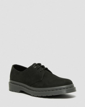 Black Dr Martens 1461 Mono Milled Nubuck Leather Oxford Shoes (Milled Nubuck Wp) Shoes | MP70-P7EX