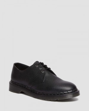 Black Dr Martens 1461 Pebble Grain Leather Oxford Shoes (Atlas Pebble Grain) Shoes | XZ41-I4PF