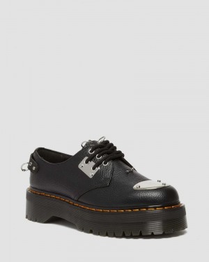 Black Dr Martens 1461 Piercing Milled Nappa Leather Platform Shoes (Milled Nappa) Platforms Shoes | FK55-L9UI