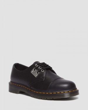 Black Dr Martens 1461 Toe Plate Lunar Leather Oxford Shoes (Milled Nappa) Shoes | EC98-I9ZA