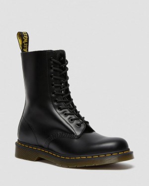 Black Dr Martens 1490 Smooth Leather Mid Calf Boots (Smooth Leather) Boots | XI29-E0LS