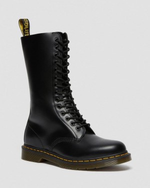 Black Dr Martens 1914 Smooth Leather Tall Boots (Smooth Leather) Boots | WA15-N6JL