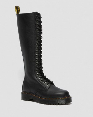 Black Dr Martens 1B60 Bex Pisa Leather Knee High Boots (Pisa) Platforms Boots | AT86-Z0FE