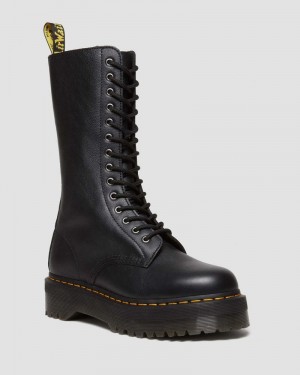 Black Dr Martens 1B99 Pisa Leather Mid Calf Lace Up Boots (Pisa) Platforms Boots | LF12-I5SV