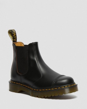 Black Dr Martens 2976 Bex Made in England Toe Cap Chelsea Boots (Quilon) Boots | BW70-W7RJ