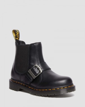 Black Dr Martens 2976 Buckle Pull Up Leather Chelsea Boots (Pull Up) Boots | GR45-X4CV