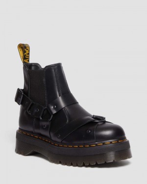 Black Dr Martens 2976 Harness Leather Platform Chelsea Boots (Paris) Boots | SG45-W6NA