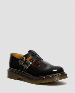 Black Dr Martens 8065 Patent Leather Mary Jane Shoes (Patent Leather) Shoes | EJ90-W6CN