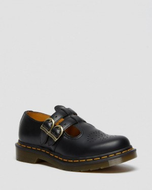 Black Dr Martens 8065 Smooth Leather Mary Jane Shoes (Smooth Leather) Shoes | LB18-Q2RN