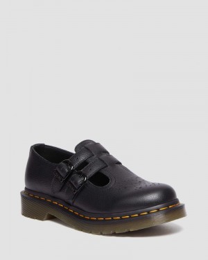 Black Dr Martens 8065 Virginia Leather Mary Jane Shoes (Virginia) Shoes | HK42-V7KD