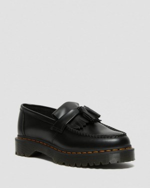 Black Dr Martens Adrian Bex Smooth Leather Tassel Loafers (Smooth Leather) Platforms | WZ91-E9JV