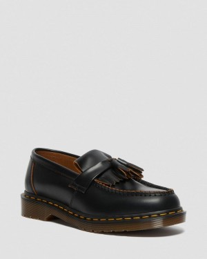 Black Dr Martens Adrian Made in England Quilon Leather Tassel Loafers (Quilon) Shoes | JC36-L4RO