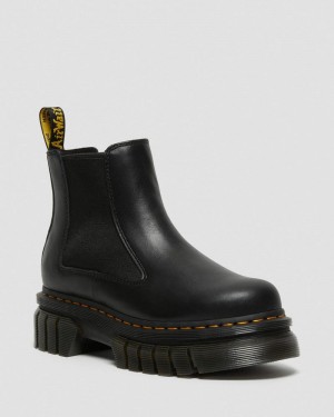 Black Dr Martens Audrick Nappa Leather Platform Chelsea Boots (Nappa Lux) Platforms Boots | JH40-F3DV