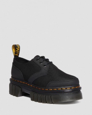 Black Dr Martens Audrick Poly & Leather Platform Shoes (Ajax+Extra Tough 50/50) Platforms | CL04-S5NO