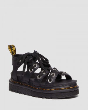 Black Dr Martens Blaire Hardware Leather Strap Sandals (Athena) Sandals | UN95-O7ZS