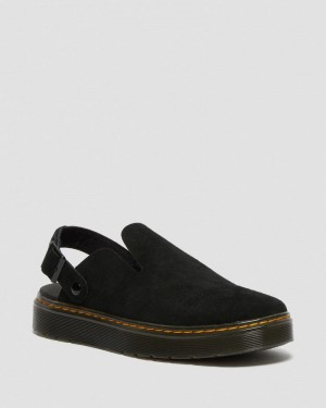 Black Dr Martens Carlson Suede Casual Slingback Mules (E.H.Suede) Sandals | AU36-W9ZX