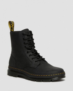 Black Dr Martens Combs Leather Casual Boots (Wyoming) Boots | OS90-H2UW