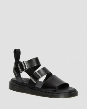 Black Dr Martens Gryphon Brando Leather Gladiator Sandals (Brando) Sandals | ZG55-M4ZA