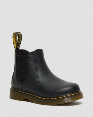 Black Dr Martens Infant/Toddler 2976 Softy T Leather Chelsea Boots (Softy T) Boots | KF49-U2GP