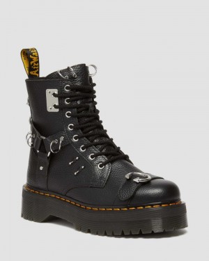 Black Dr Martens Jadon Boot Piercing Milled Nappa Leather Platforms (Milled Nappa) Platforms Boots | AU30-L7QZ