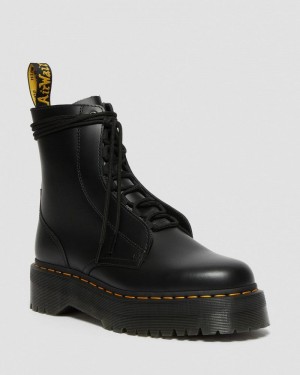 Black Dr Martens Jarrick Smooth Leather Platform Boots (Smooth Leather) Platforms Boots | ON62-Q9CB