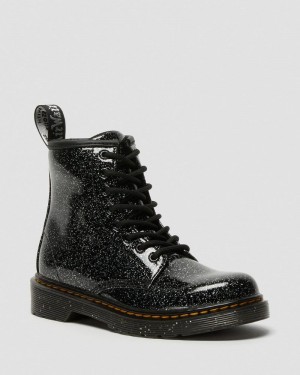 Black Dr Martens Junior 1460 Glitter Lace Up Boots (Cosmic Glitter) Boots | GA62-M9IV