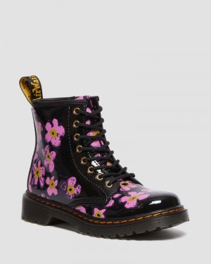 Black Dr Martens Junior 1460 Pansy Patent Leather Lace Up Boots (T Lamper) Boots | NU21-A0SL