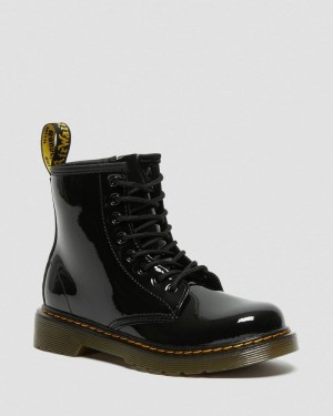 Black Dr Martens Junior 1460 Patent Leather Lace Up Boots (Patent Leather) Boots | JF96-U8CF