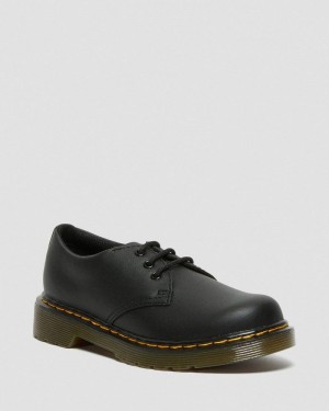 Black Dr Martens Junior 1461 Softy T Leather Shoes (Softy T) Shoes | YE22-B3NP