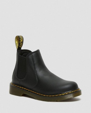 Black Dr Martens Junior 2976 Softy T Leather Chelsea Boots (Softy T) Boots | KM65-Z5CH