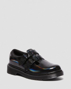 Black Dr Martens Junior 8065 Rainbow Patent Leather Mary Jane Shoes (Rainbow Patent) Shoes | FN00-B8PE