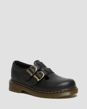 Black Dr Martens Junior 8065 Softy T Leather Mary Jane Shoes (Softy T) Shoes | EI95-F5QA