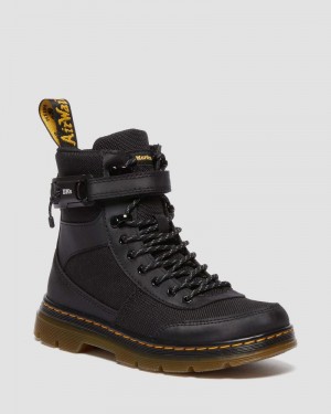 Black Dr Martens Junior Combs Tech Extra Tough Poly Casual Boots (Extra Tough 50/50+Rubbery) Boots | WL06-F7MF