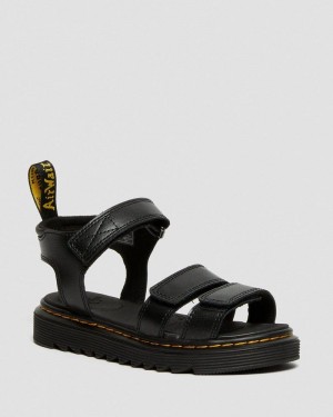 Black Dr Martens Junior Klaire Leather Strap Sandals (T Lamper) Sandals | XL00-M8ET