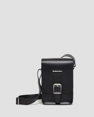 Black Dr Martens Leather Vertical Crossbody Bag (Kiev & Smooth) Bags & Backpacks | AA17-G8YO