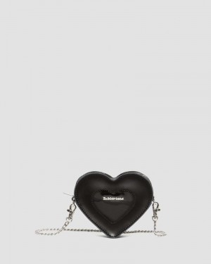 Black Dr Martens Mini Heart Shaped Kiev & Patent Leather Bag (Kiev+Patent Lamper) Bags & Backpacks | VP09-Q6OM