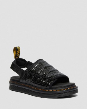 Black Dr Martens Mura Suicoke Croco Leather Sandals (New Vibrance Croco) Sandals | GR56-O4SQ