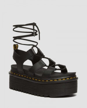 Black Dr Martens Nartilla Athena Leather Gladiator Platform Sandals (Athena) Platforms Sandals | SG48-Z0LM