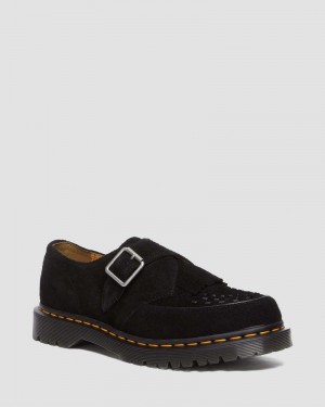 Black Dr Martens Ramsey Suede Kiltie Buckle Creepers (Desert Oasis Suede) Shoes | KT07-N2BC